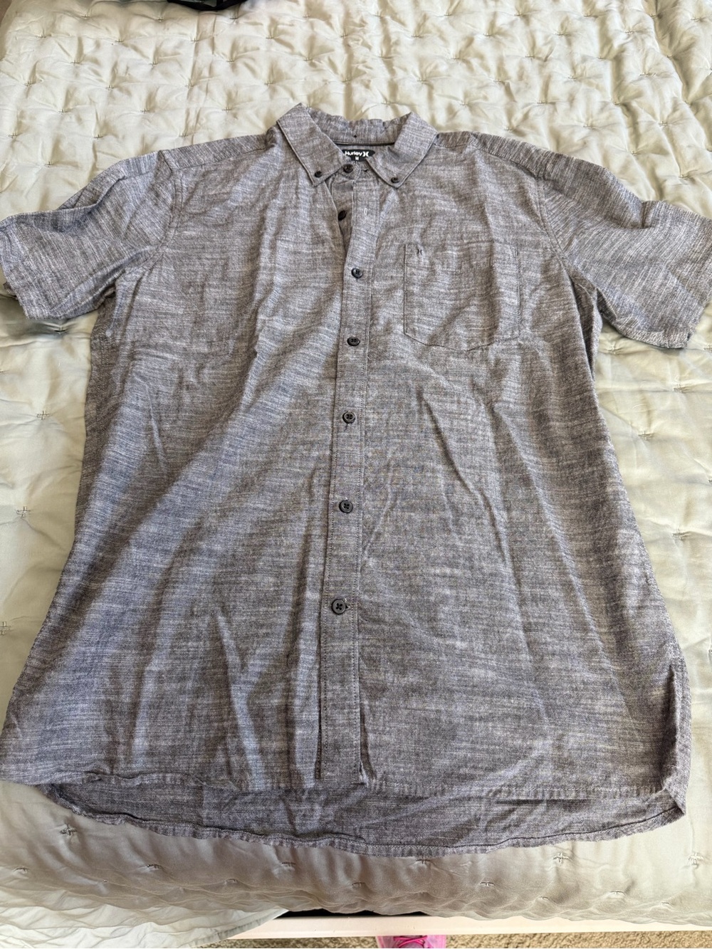 Hurley Heather Gray Short-Sleeve Button-Down Shirt